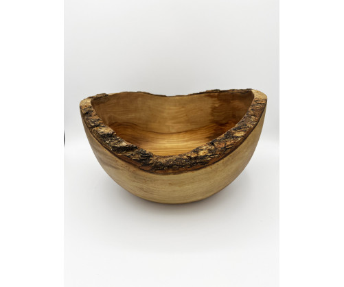 Ensaladera De Madera Rústica De Olivo. 28 Cm.