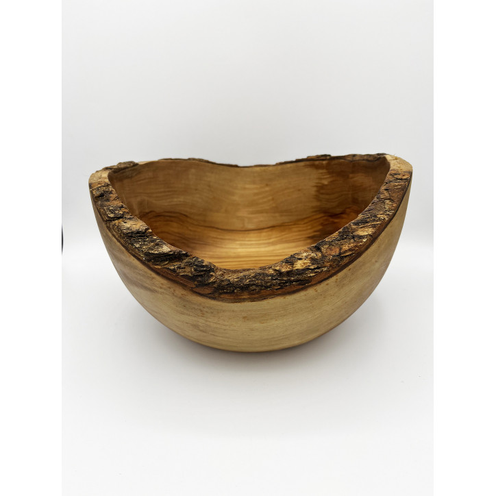 Ensaladera De Madera Rústica De Olivo. 28 Cm.