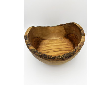 Ensaladera De Madera Rústica De Olivo. 28 Cm.