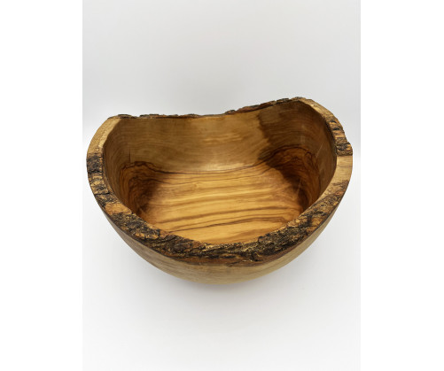 Ensaladera De Madera Rústica De Olivo. 28 Cm.