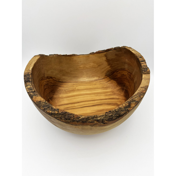 Ensaladera De Madera Rústica De Olivo. 28 Cm.