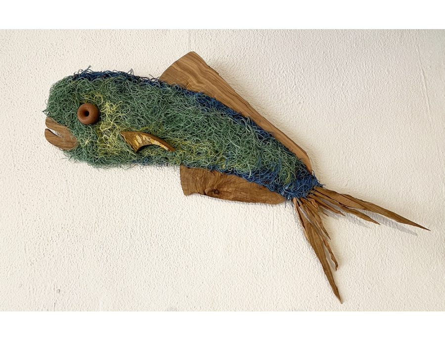 Llampuga dorada - Madera de olivo y redes de pesca