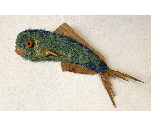 Llampuga dorada - Madera de olivo y redes de pesca