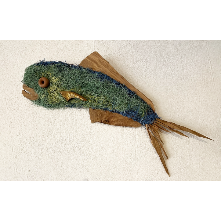 Llampuga dorada - Madera de olivo y redes de pesca
