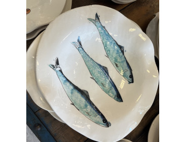 Plato Irregular Sardinas - Pintado A Mano