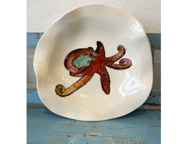 Plato Irregular Pulpo - Pintado A Mano