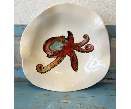 Plato Irregular Pulpo - Pintado A Mano