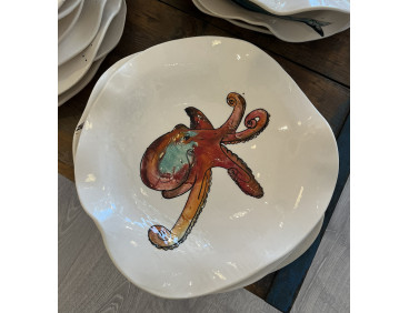 Plato Irregular Pulpo - Pintado A Mano
