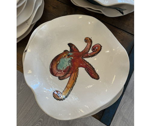 Plato Irregular Pulpo - Pintado A Mano