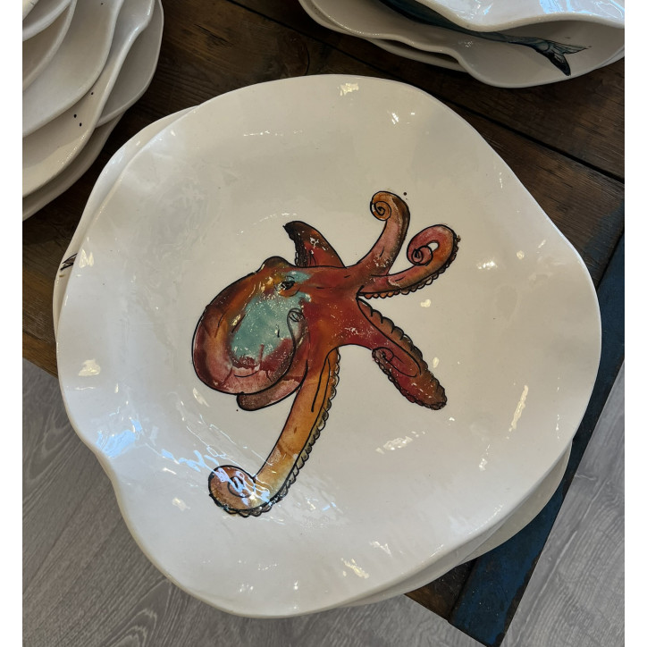 Plato Irregular Pulpo - Pintado A Mano