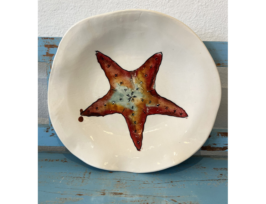 Plato Irregular Estrella - Pintado A Mano