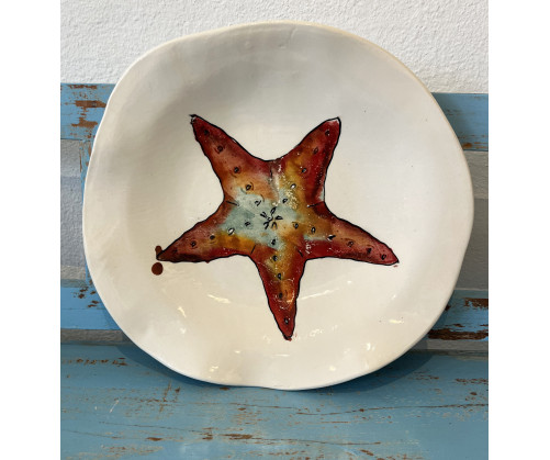 Plato Irregular Estrella - Pintado A Mano