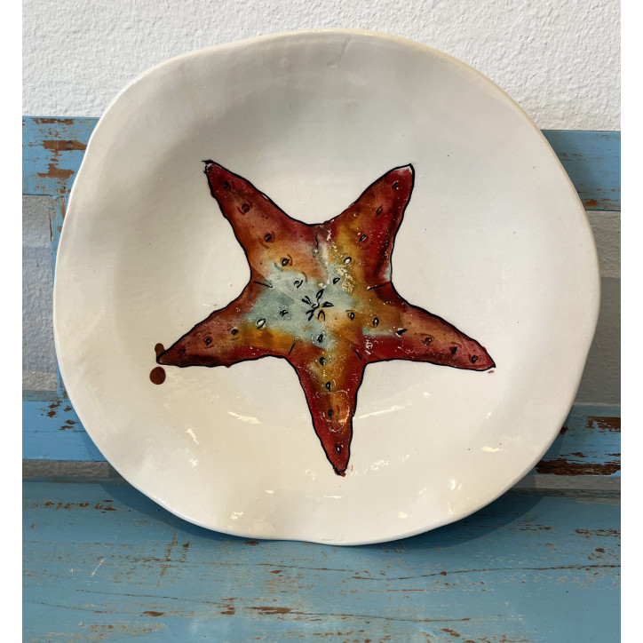 Plato Irregular Estrella - Pintado A Mano