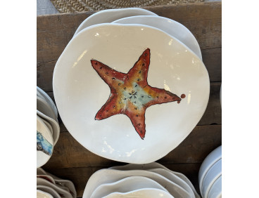 Plato Irregular Estrella - Pintado A Mano