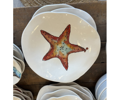 Plato Irregular Estrella - Pintado A Mano