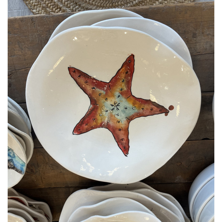 Plato Irregular Estrella - Pintado A Mano
