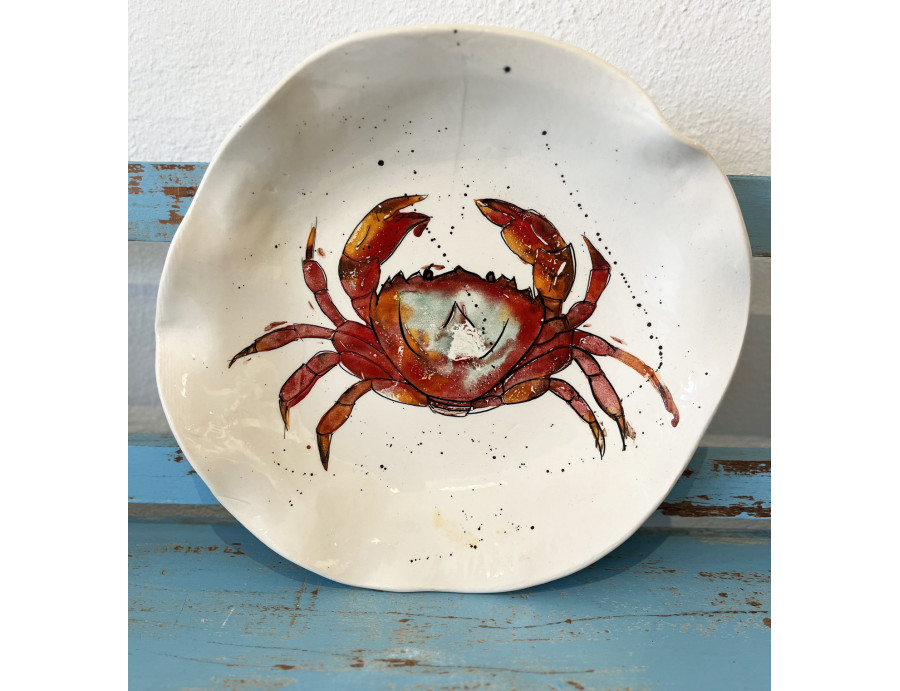 Plato Irregular Cangrejo - Pintado A Mano