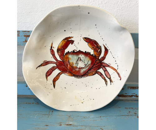 Plato Irregular Cangrejo - Pintado A Mano