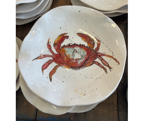 Plato Irregular Cangrejo - Pintado A Mano