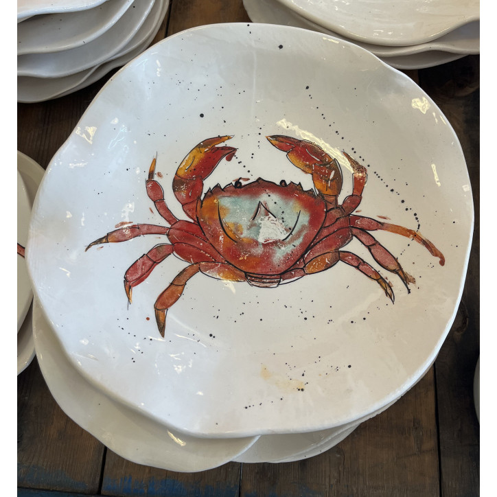 Plato Irregular Cangrejo - Pintado A Mano