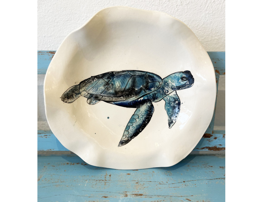 Plato Irregular Tortuga - Pintado A Mano