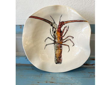 Plato Irregular Langosta - Pintado A Mano