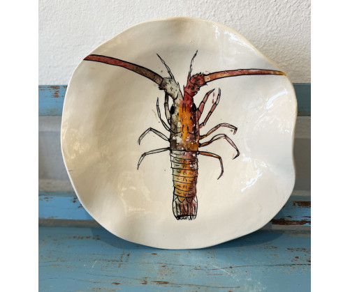 Plato Irregular Langosta - Pintado A Mano