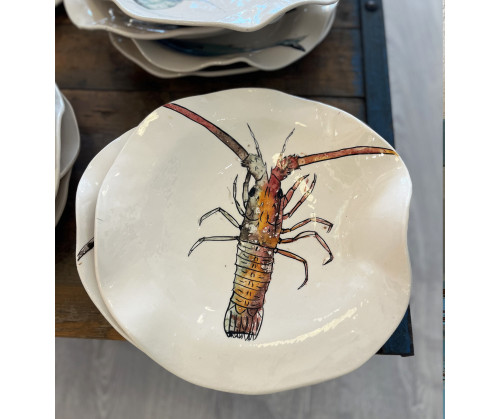 Plato Irregular Langosta - Pintado A Mano