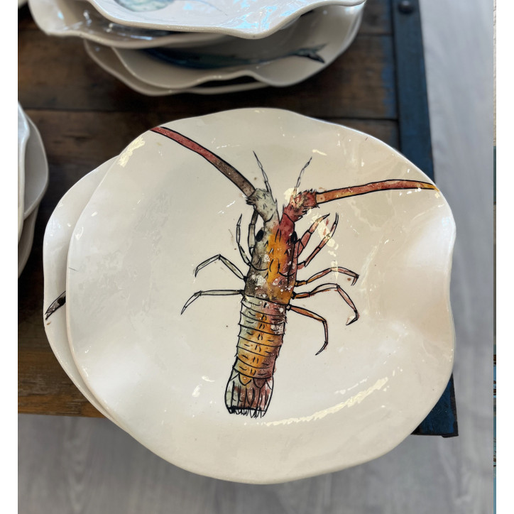 Plato Irregular Langosta - Pintado A Mano