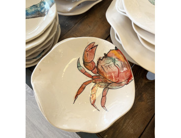 Plato Irregular Cangrejo. Pintado A Mano