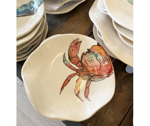 Plato Irregular Cangrejo. Pintado A Mano