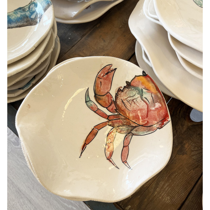Plato Irregular Cangrejo. Pintado A Mano