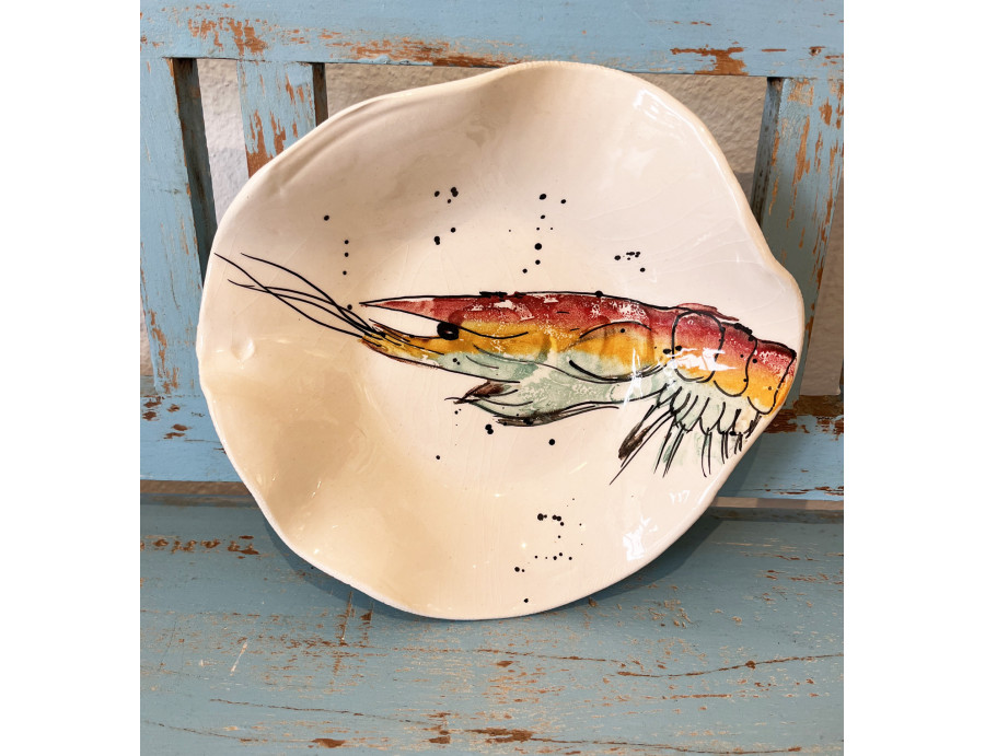 Plato Irregular Gamba. Pintado A Mano