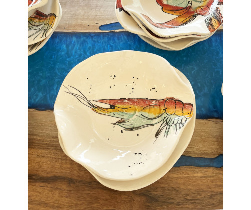 Plato Irregular Gamba. Pintado A Mano