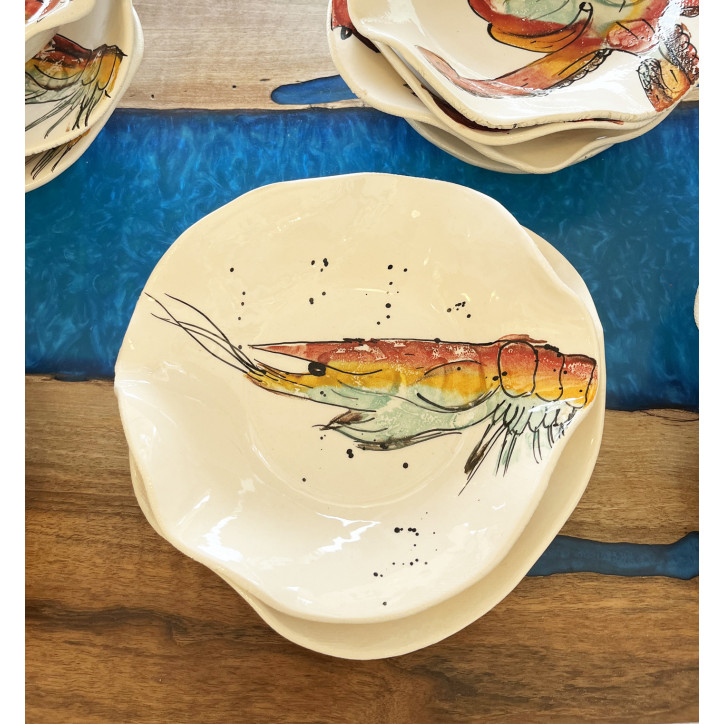 Plato Irregular Gamba. Pintado A Mano