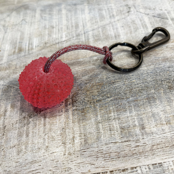 Llavero  erizo de mar resina rojo