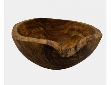 Ensaladera de madera rústica de olivo. 24 cm.