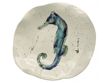Plato Irregular Caballito de Mar - Pintado A Mano