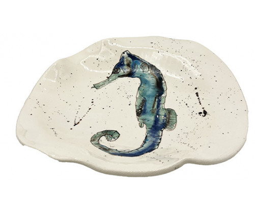 Plato Irregular Caballito de Mar - Pintado A Mano